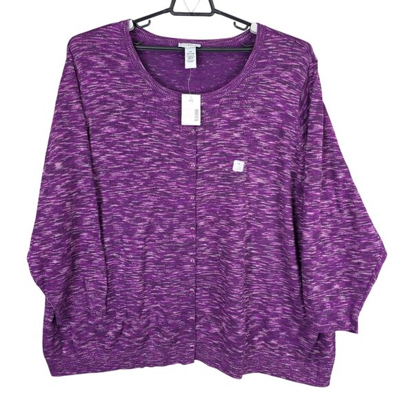 Womens Lane Bryant Marled Purple Cardigan Sweater Button Up Long Sleeve Size 4X - Picture 1 of 6